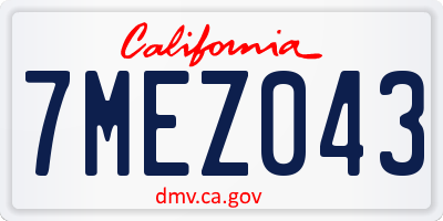 CA license plate 7MEZ043