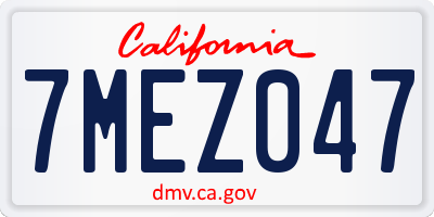 CA license plate 7MEZ047