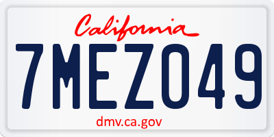 CA license plate 7MEZ049