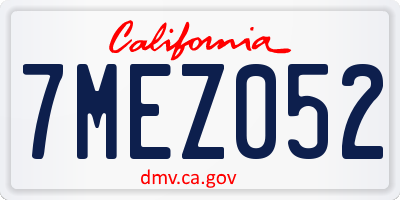 CA license plate 7MEZ052