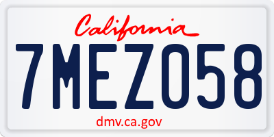 CA license plate 7MEZ058