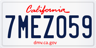 CA license plate 7MEZ059