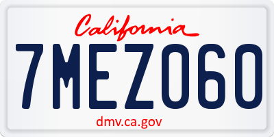 CA license plate 7MEZ060