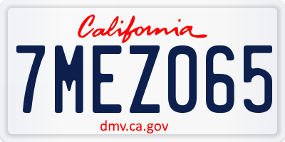 CA license plate 7MEZ065