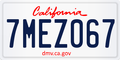 CA license plate 7MEZ067