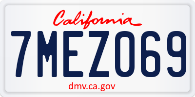 CA license plate 7MEZ069
