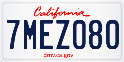 CA license plate 7MEZ080