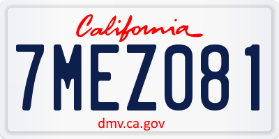 CA license plate 7MEZ081