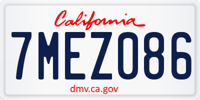CA license plate 7MEZ086