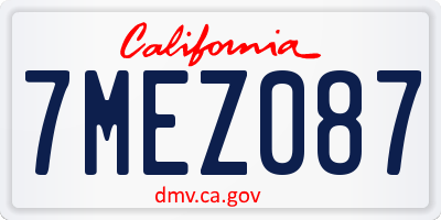 CA license plate 7MEZ087