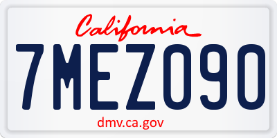 CA license plate 7MEZ090