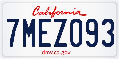 CA license plate 7MEZ093