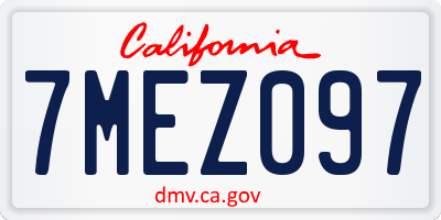 CA license plate 7MEZ097