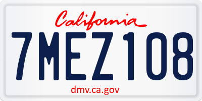 CA license plate 7MEZ108