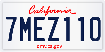 CA license plate 7MEZ110