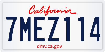 CA license plate 7MEZ114
