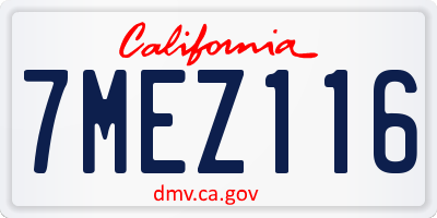 CA license plate 7MEZ116