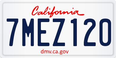 CA license plate 7MEZ120
