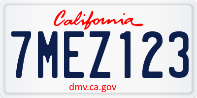 CA license plate 7MEZ123