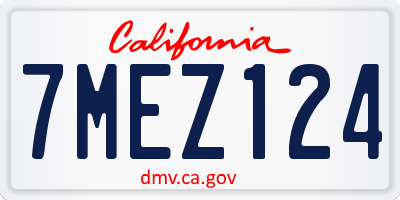 CA license plate 7MEZ124