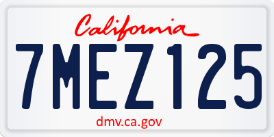 CA license plate 7MEZ125