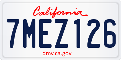 CA license plate 7MEZ126