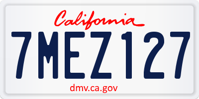 CA license plate 7MEZ127