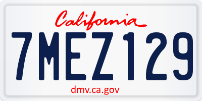 CA license plate 7MEZ129