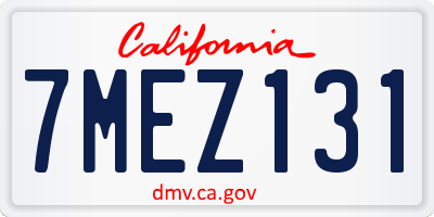 CA license plate 7MEZ131