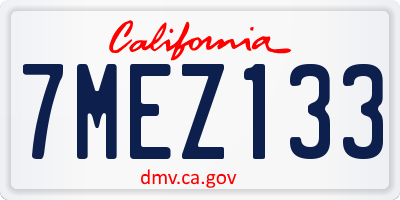 CA license plate 7MEZ133