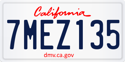 CA license plate 7MEZ135