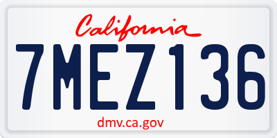 CA license plate 7MEZ136