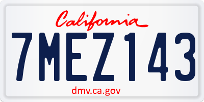 CA license plate 7MEZ143