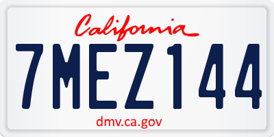 CA license plate 7MEZ144