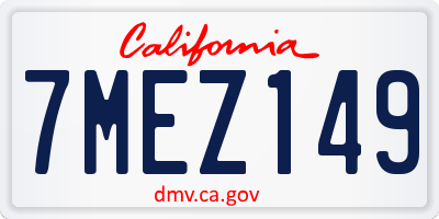 CA license plate 7MEZ149