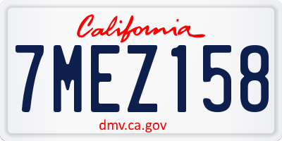 CA license plate 7MEZ158