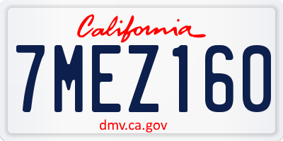 CA license plate 7MEZ160