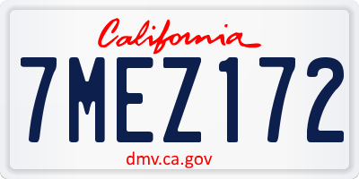 CA license plate 7MEZ172