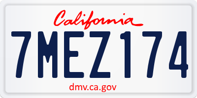 CA license plate 7MEZ174