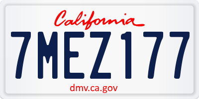 CA license plate 7MEZ177
