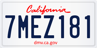CA license plate 7MEZ181