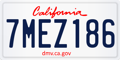 CA license plate 7MEZ186