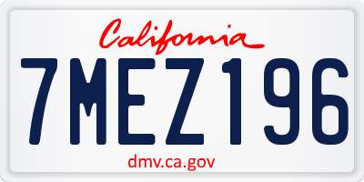 CA license plate 7MEZ196