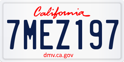CA license plate 7MEZ197