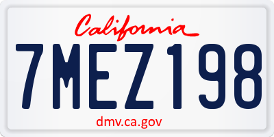 CA license plate 7MEZ198