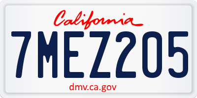 CA license plate 7MEZ205