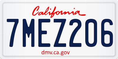 CA license plate 7MEZ206