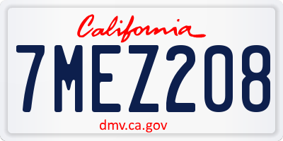 CA license plate 7MEZ208
