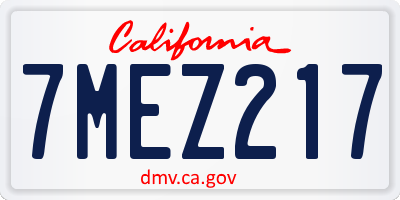 CA license plate 7MEZ217
