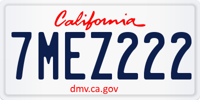 CA license plate 7MEZ222